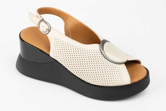 Women's genuine leather sandals LSD 500 Beige