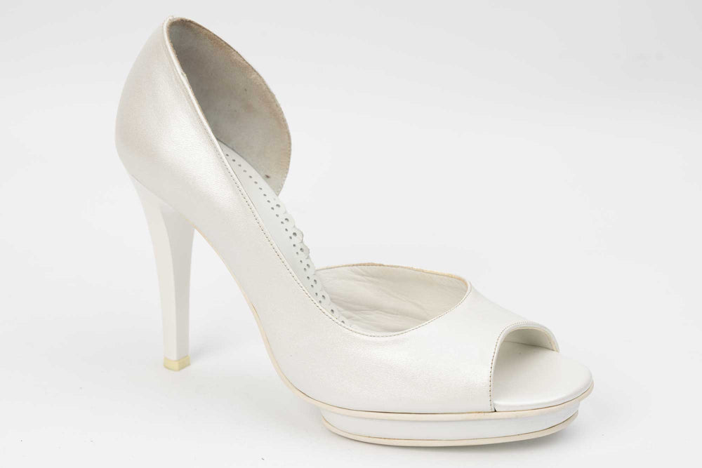 Sandale dama piele naturala AUTHENTIC 889 alb sidef