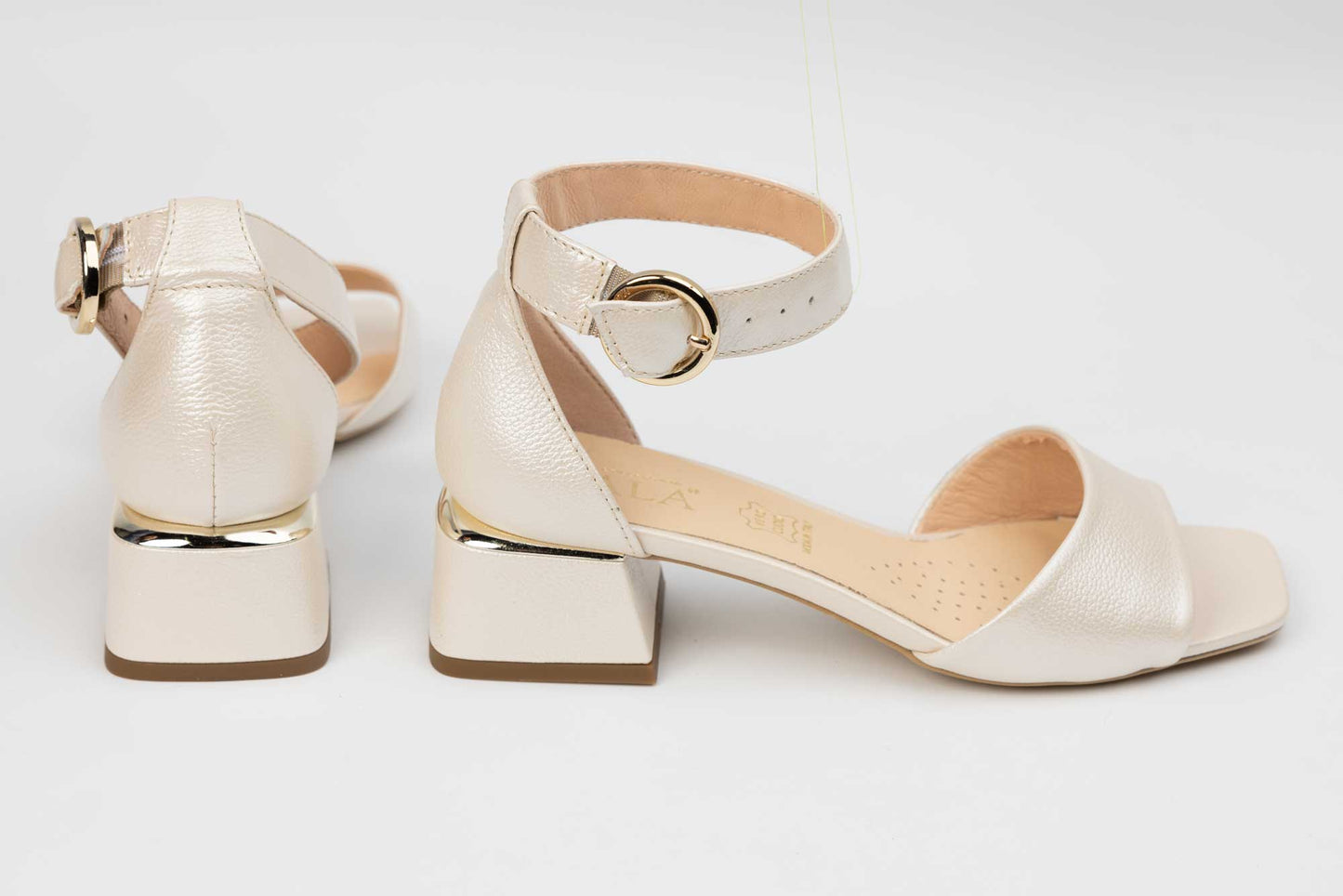 Women's genuine leather sandals SALA 20254 Pearl beige