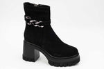 Ghete dama casual piele naturala PERLA 1630 negru velur