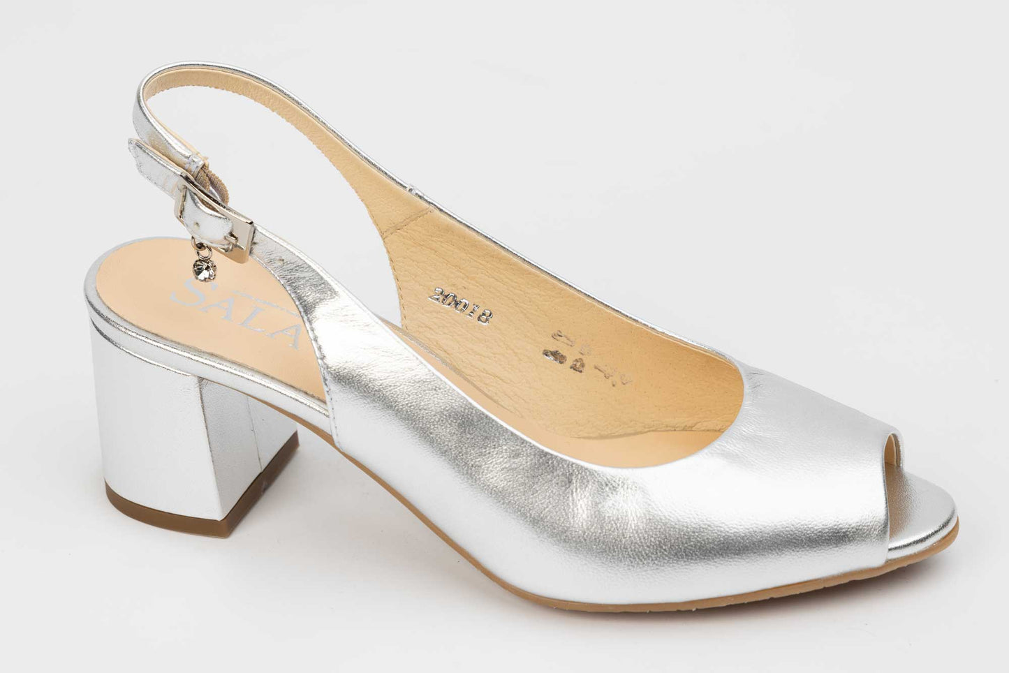 Elegant women's sandals made of genuine leather SALA 20018 Silver