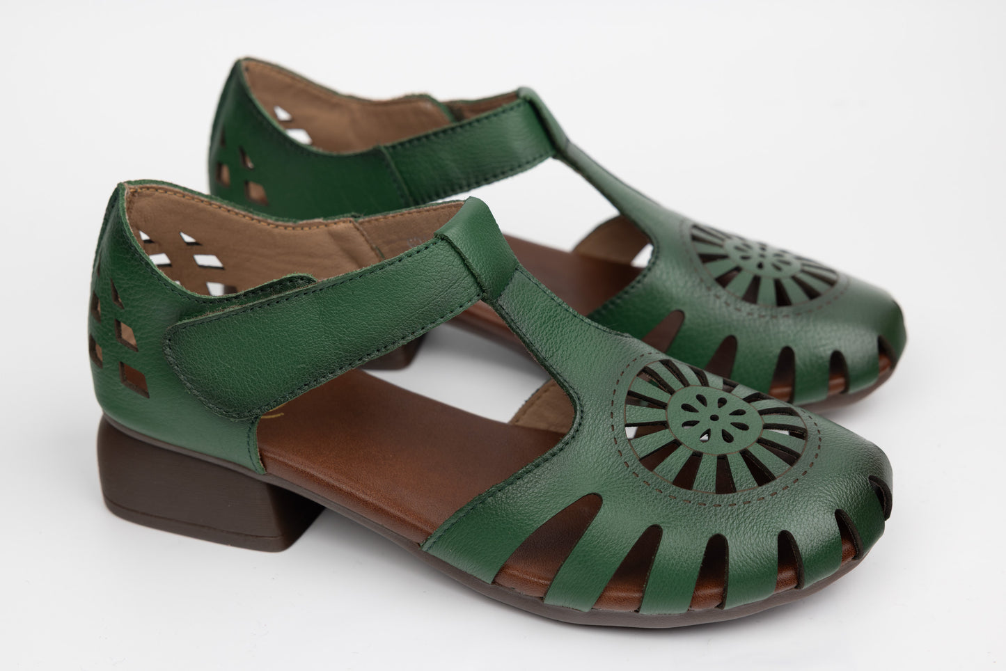 Women's sandals made of genuine leather FORMAZIONE 631 Green