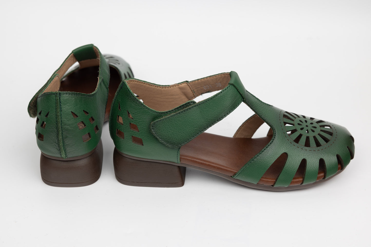 Women's sandals made of genuine leather FORMAZIONE 631 Green
