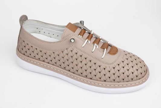 Pantofi dama piele naturală perforata JOHAN 6020 Nisip
