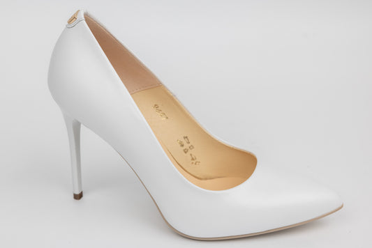 Pantofi dama piele naturală stiletto 9457 Alb