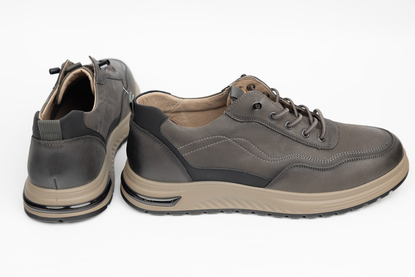 Casual shoes genuine leather JOHAN SPORT 28064 Grey