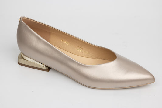 Pantofi dama eleganti piele naturala SALA 20645  Auriu mat