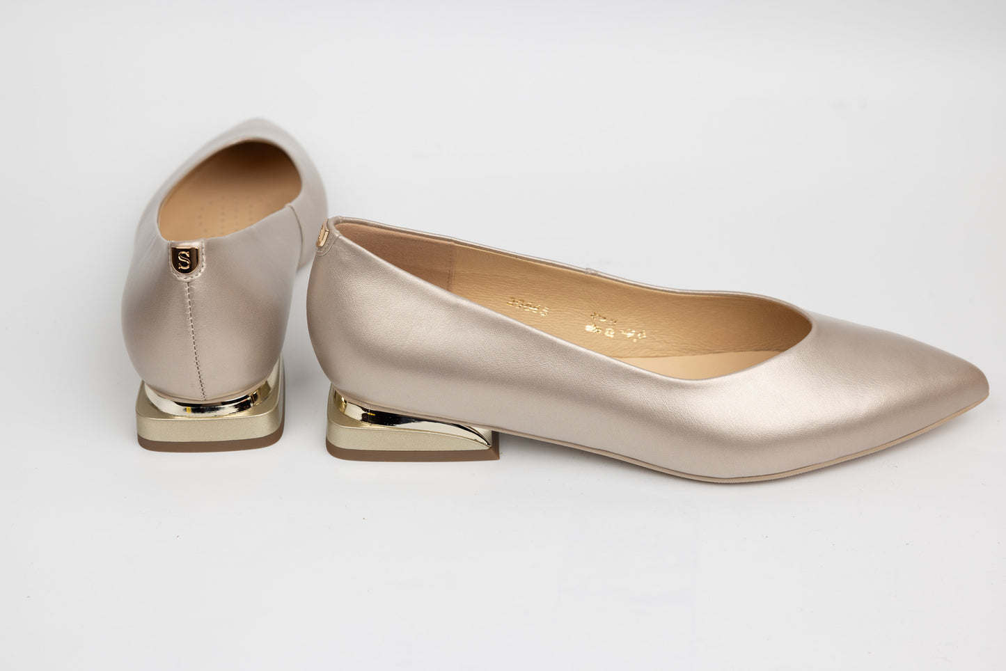 Pantofi dama eleganti piele naturala SALA 20645  Auriu mat