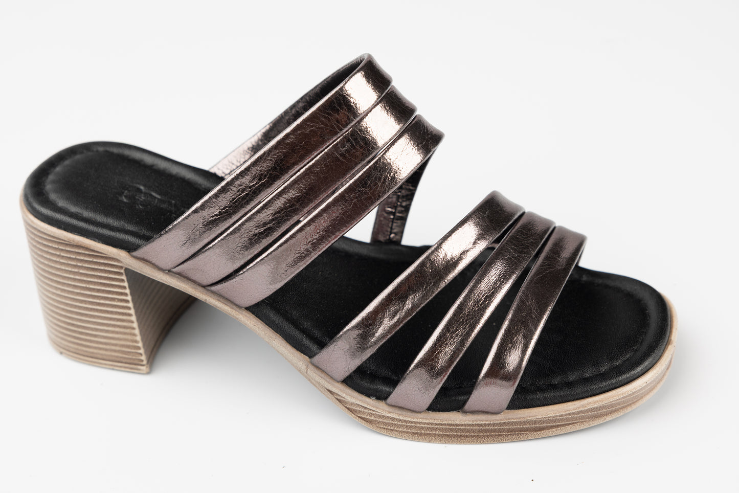 Women's genuine leather clogs ANNA VIOTI 99 Platin