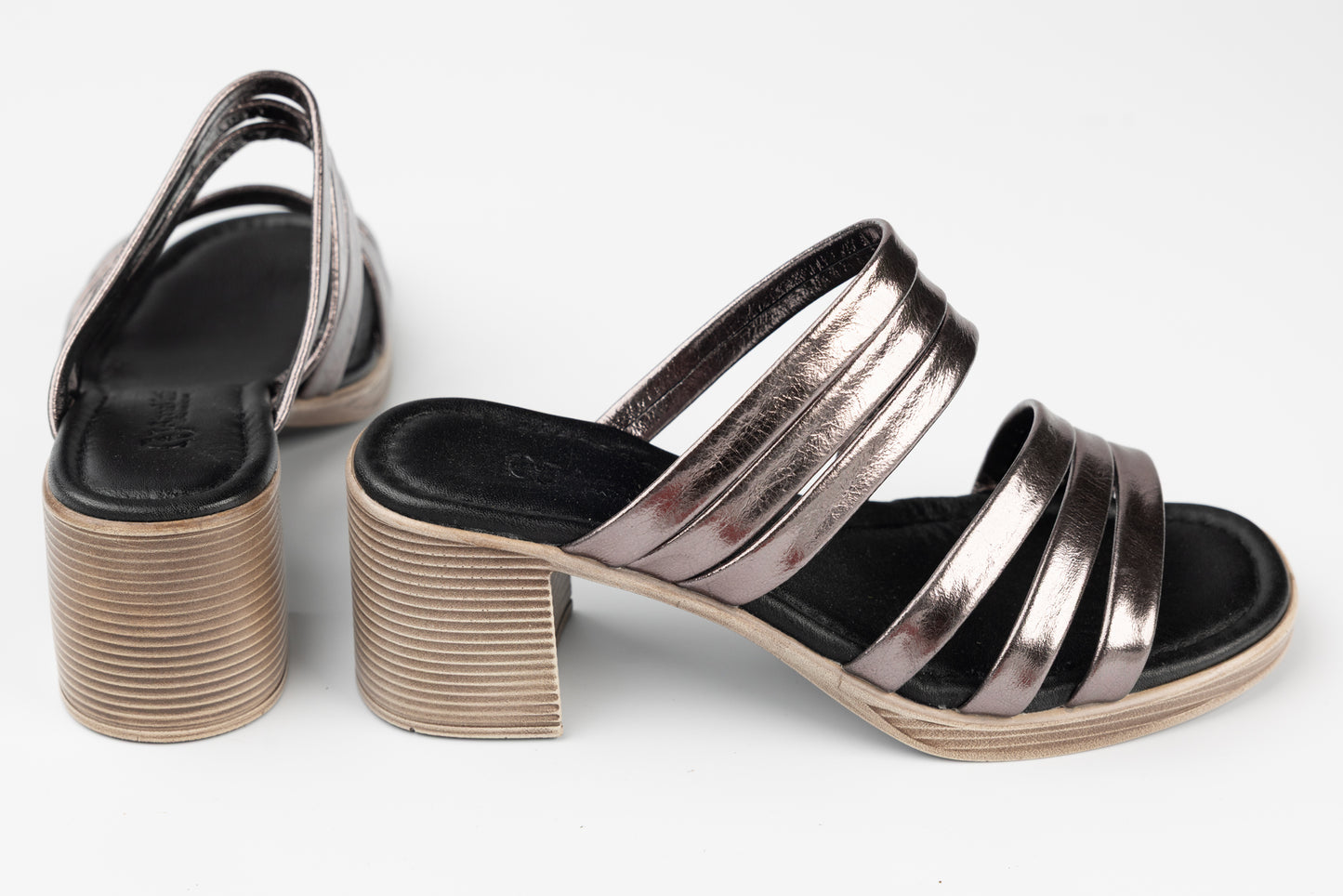 Women's genuine leather clogs ANNA VIOTI 99 Platin