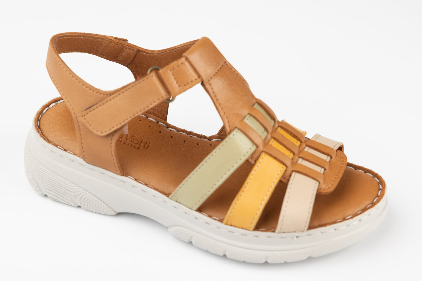 Women's genuine leather sandals ANNA VIOTI 336 Brown