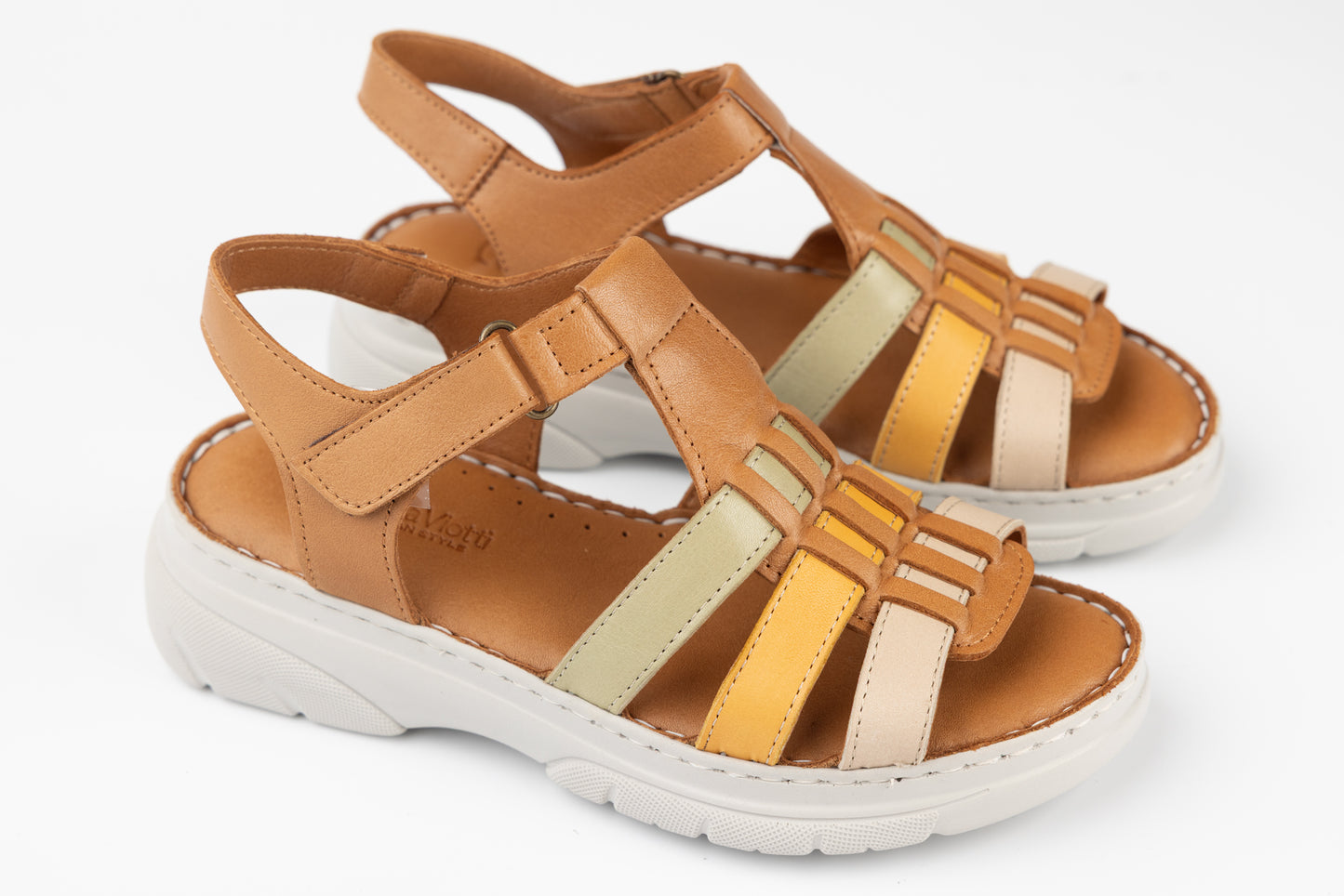 Women's genuine leather sandals ANNA VIOTI 336 Brown