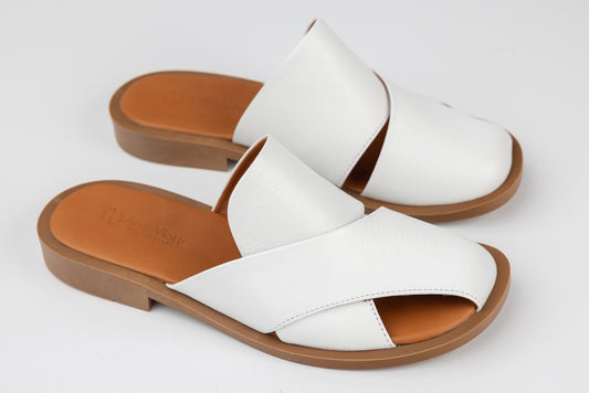 Women's genuine leather clogs ANNA VIOTI 1092 White