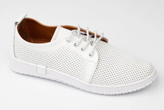 Pantofi damă piele naturală PLSD 02 Alb perforat