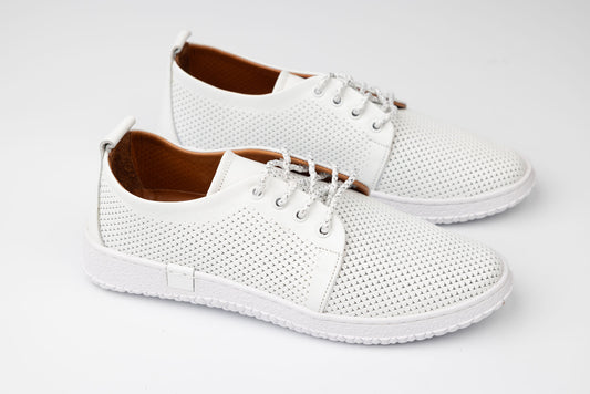 Pantofi damă piele naturală PLSD 02 Alb perforat