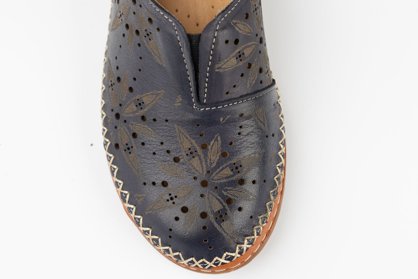 Women's genuine leather clogs ANNA VIOTI 04215 Blue