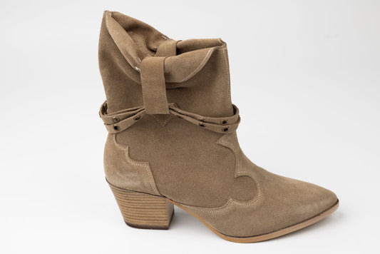 Ghete dama piele naturală ciocata PERLA 3656 Vizon
