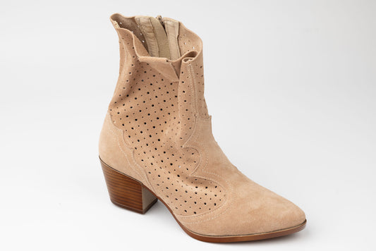 Ghete damă piele naturală ciocata PERLA 1916 Camel vel