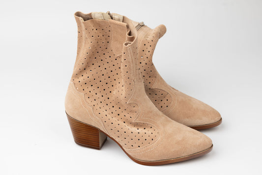Ghete damă piele naturală ciocata PERLA 1916 Camel vel