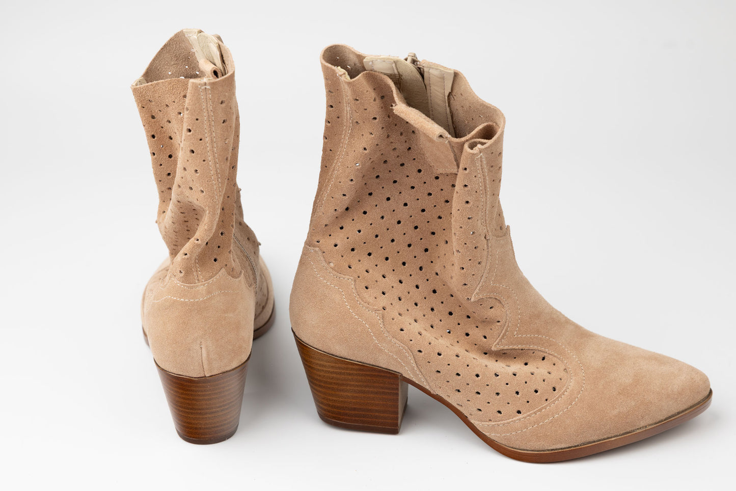 Ghete damă piele naturală ciocata PERLA 1916 Camel vel
