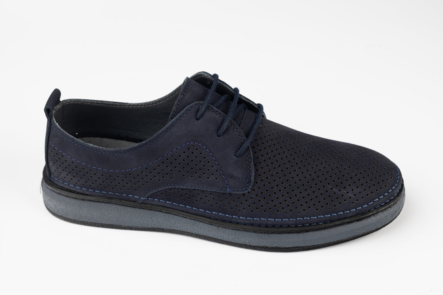 Men's shoes genuine suede leather GORETTI Blue vel perf