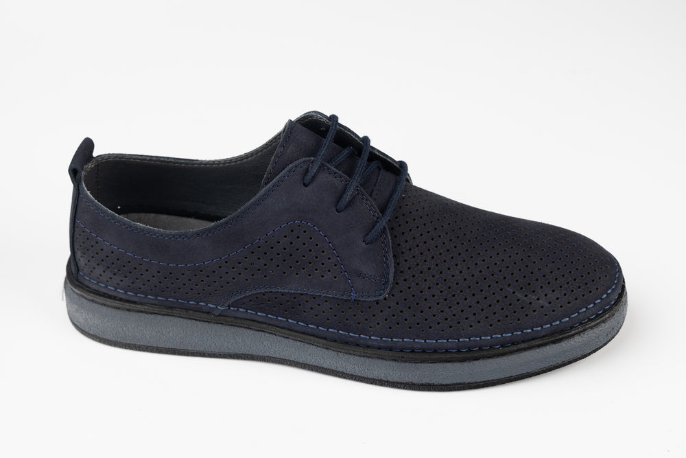 Pantofi barbati piele naturală întoarsă GORETTI Blue vel perf
