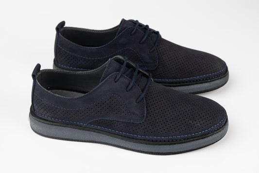Pantofi barbati piele naturală întoarsă GORETTI Blue vel perf