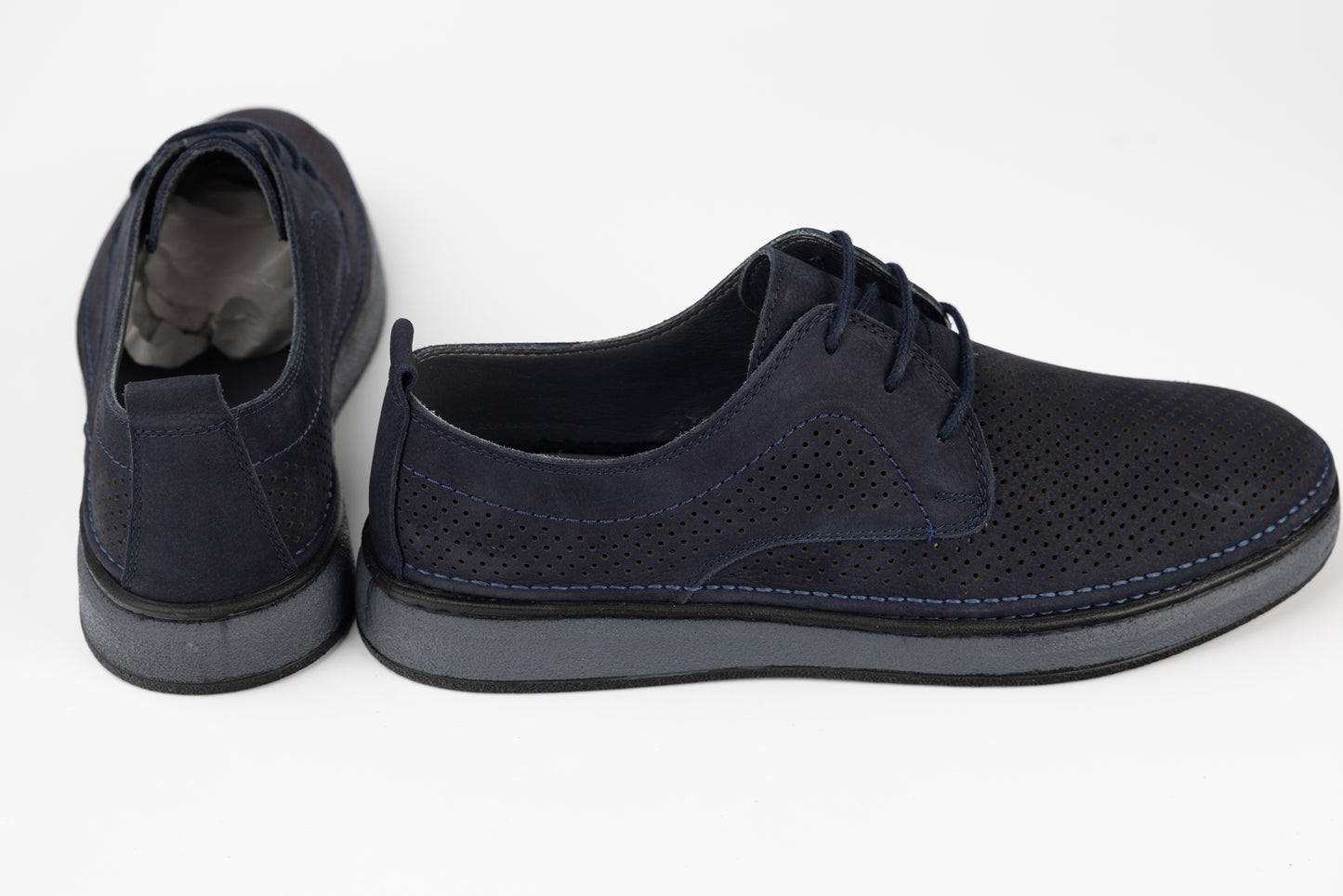 Men's shoes genuine suede leather GORETTI Blue vel perf