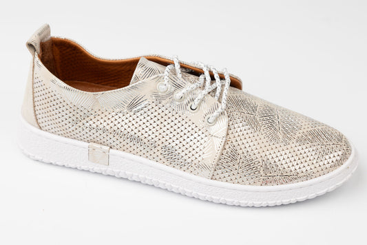 Pantofi damă piele naturală LSD 02 Auriu perforat