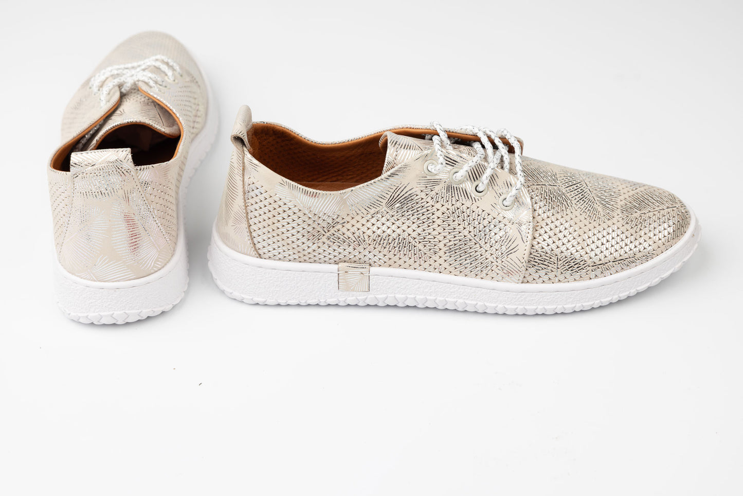 Pantofi damă piele naturală LSD 02 Auriu perforat