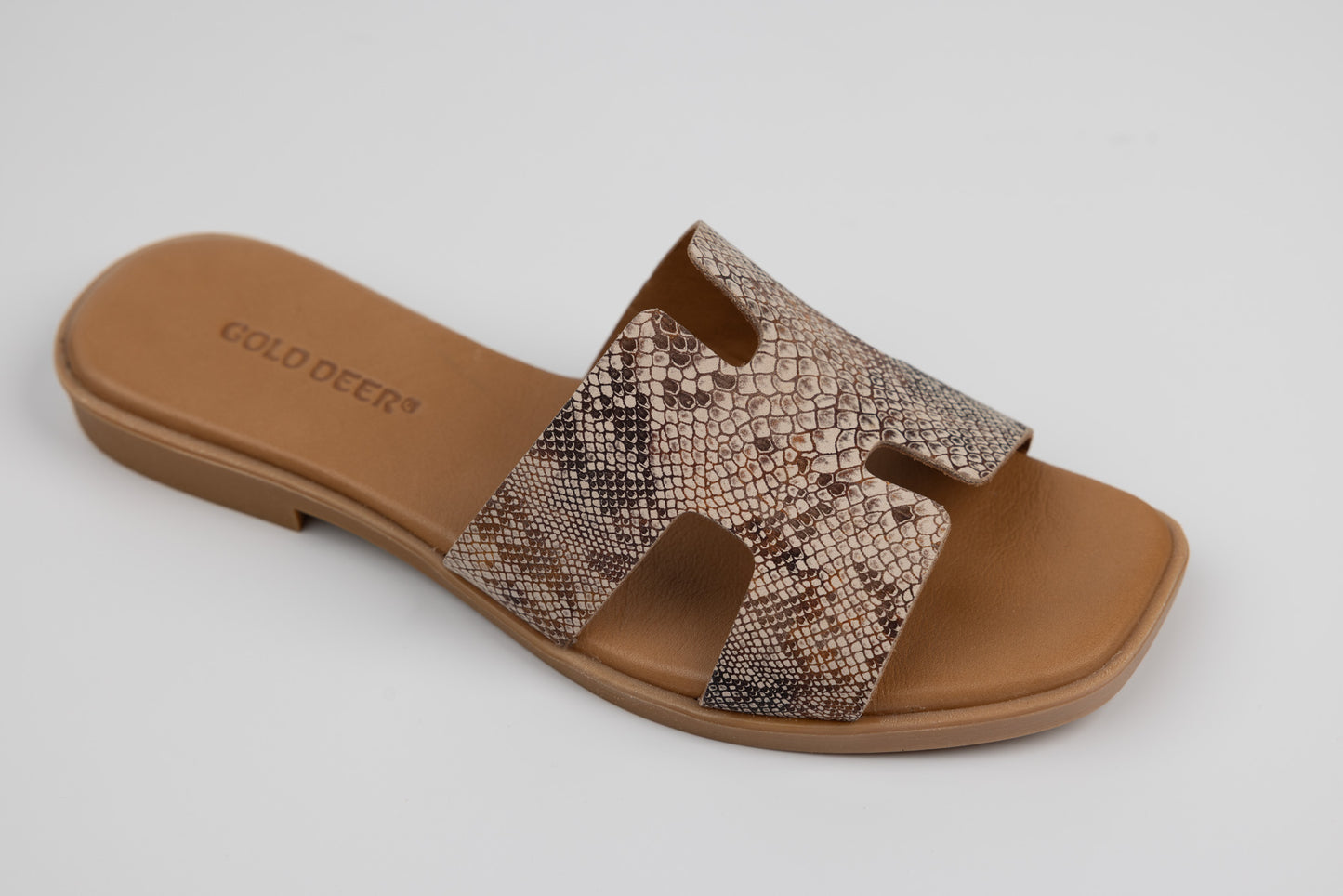 Women's genuine leather slippers GOLD DEER 3175 Snake
