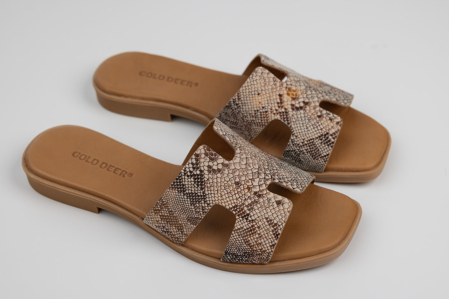 Women's genuine leather slippers GOLD DEER 3175 Snake