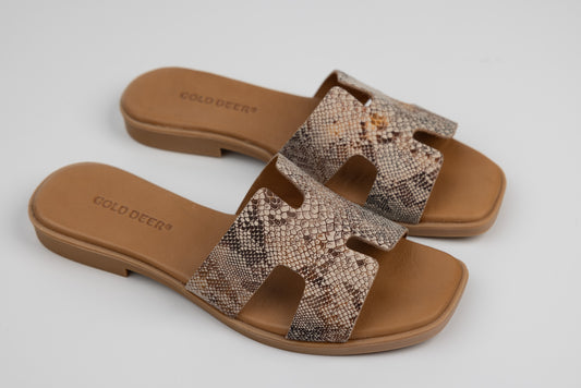 Slapi dama piele naturală GOLD DEER 3175 Șarpe