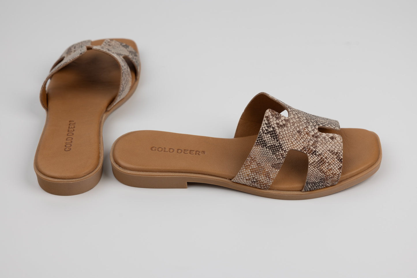 Women's genuine leather slippers GOLD DEER 3175 Snake