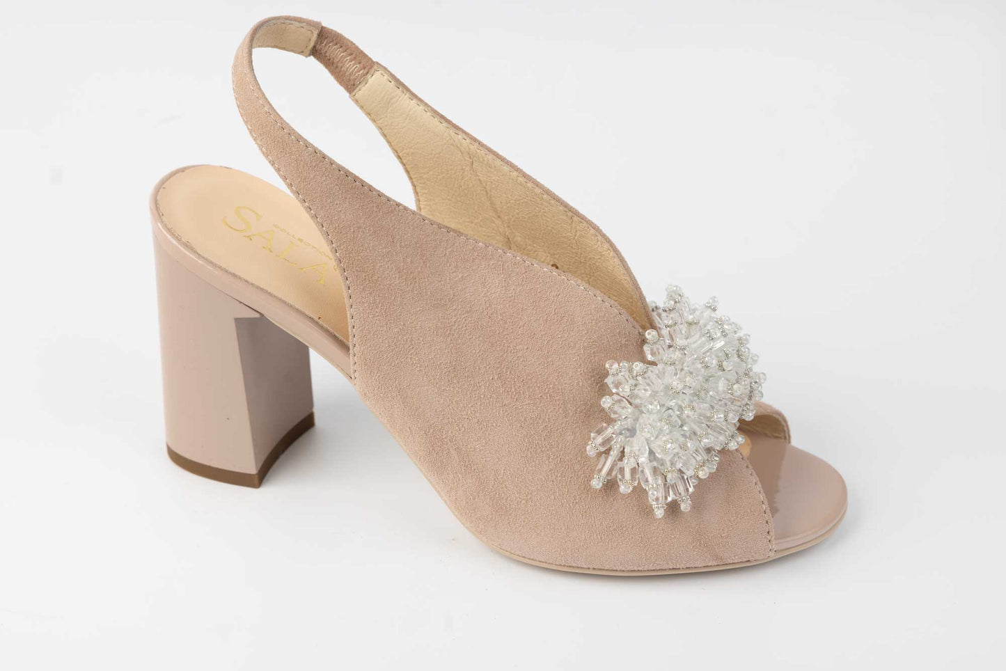 Women's sandals made of genuine suede leather with cutouts SALA 20284 Beige velour 