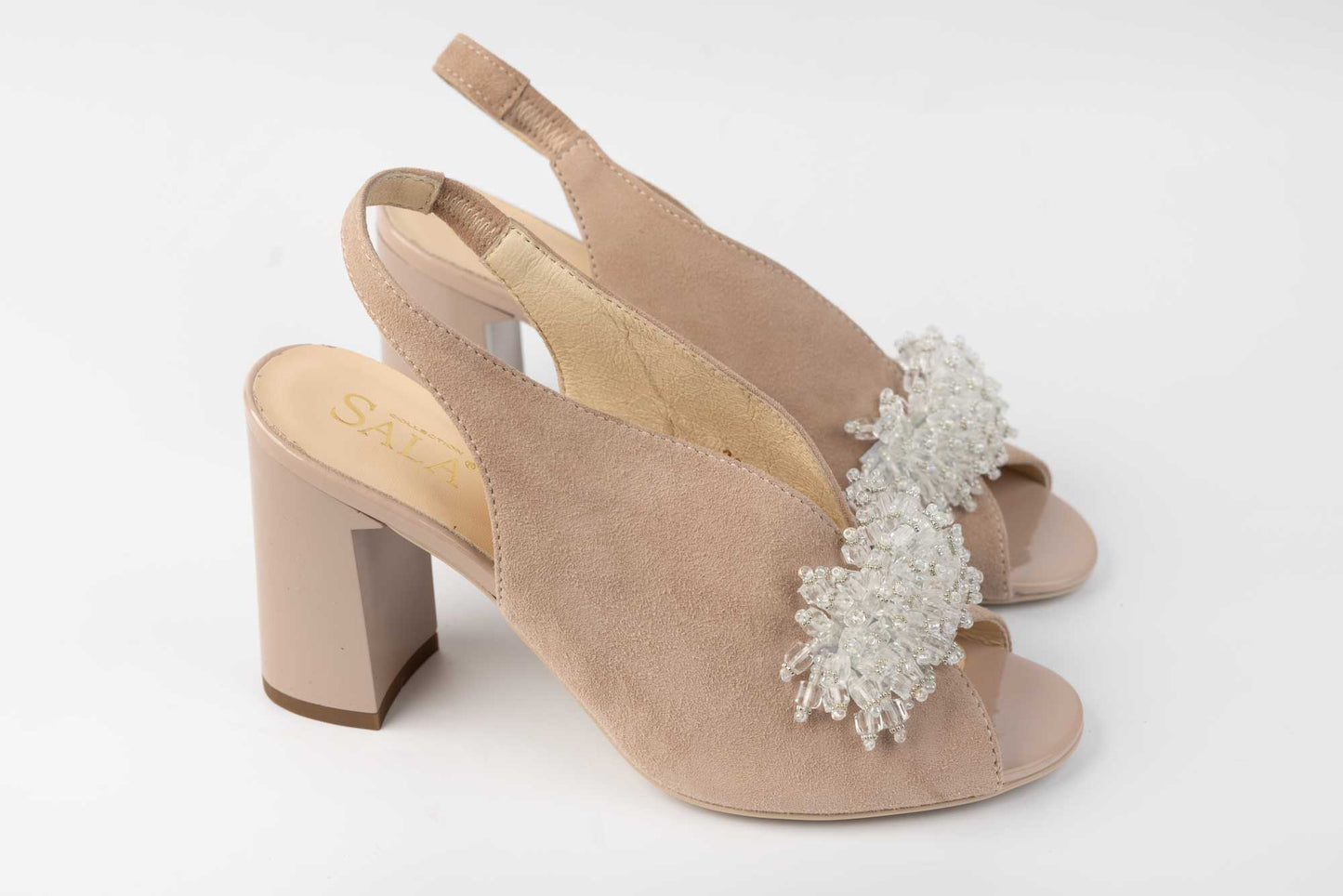 Women's sandals made of genuine suede leather with cutouts SALA 20284 Beige velour 