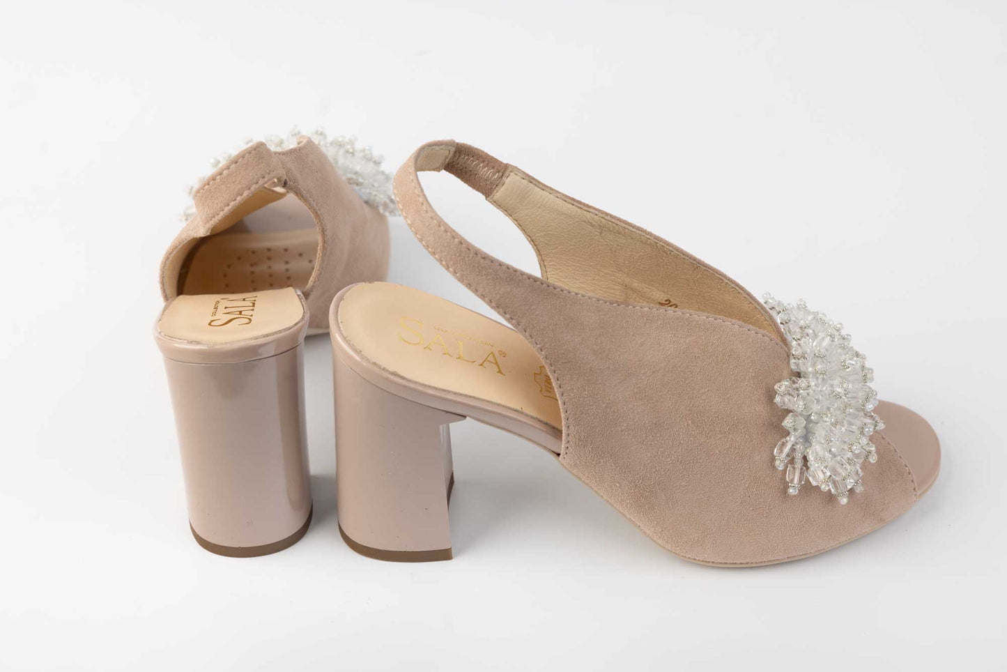 Women's sandals made of genuine suede leather with cutouts SALA 20284 Beige velour 