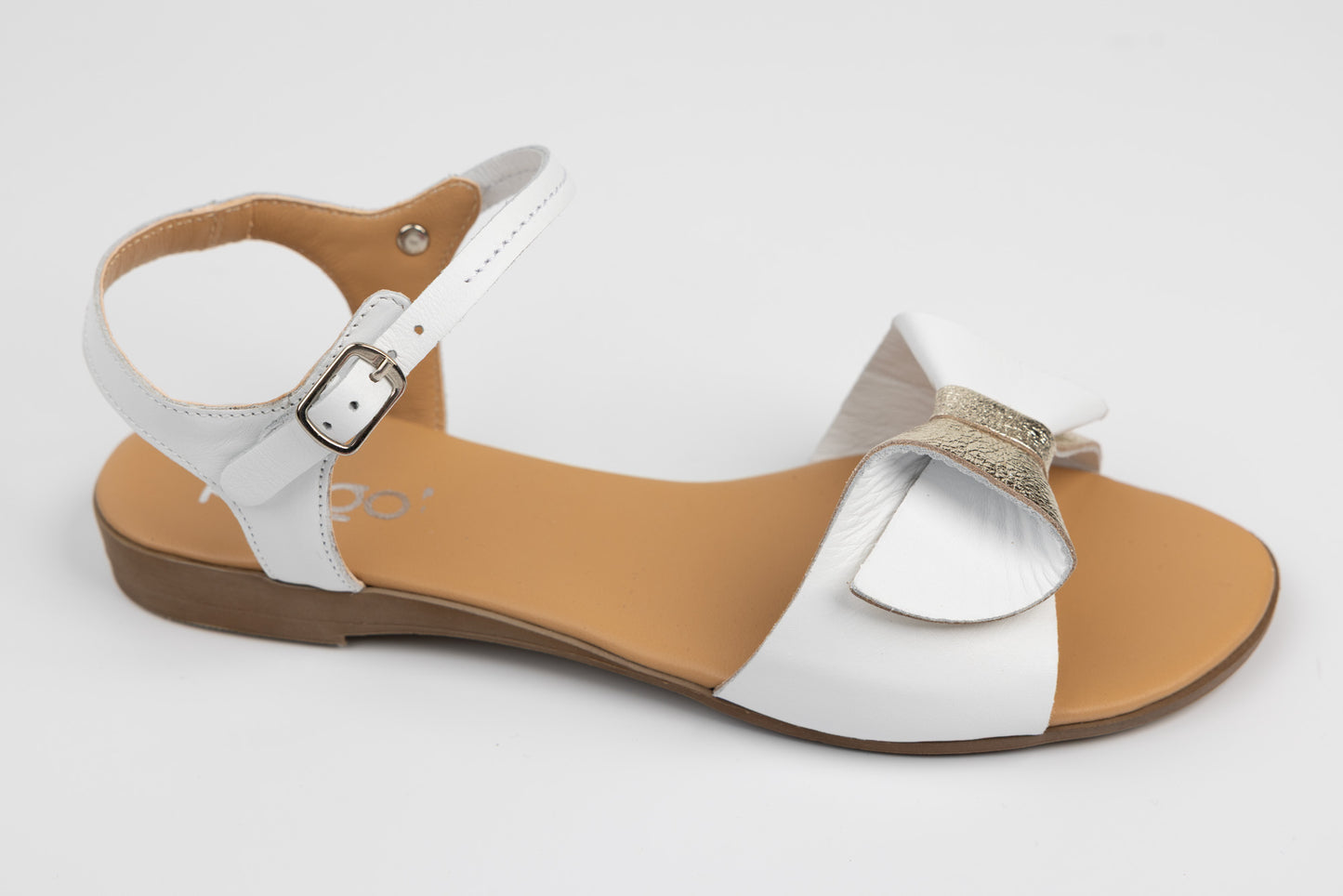 Sandale dama piele naturală 409 Alb auriu