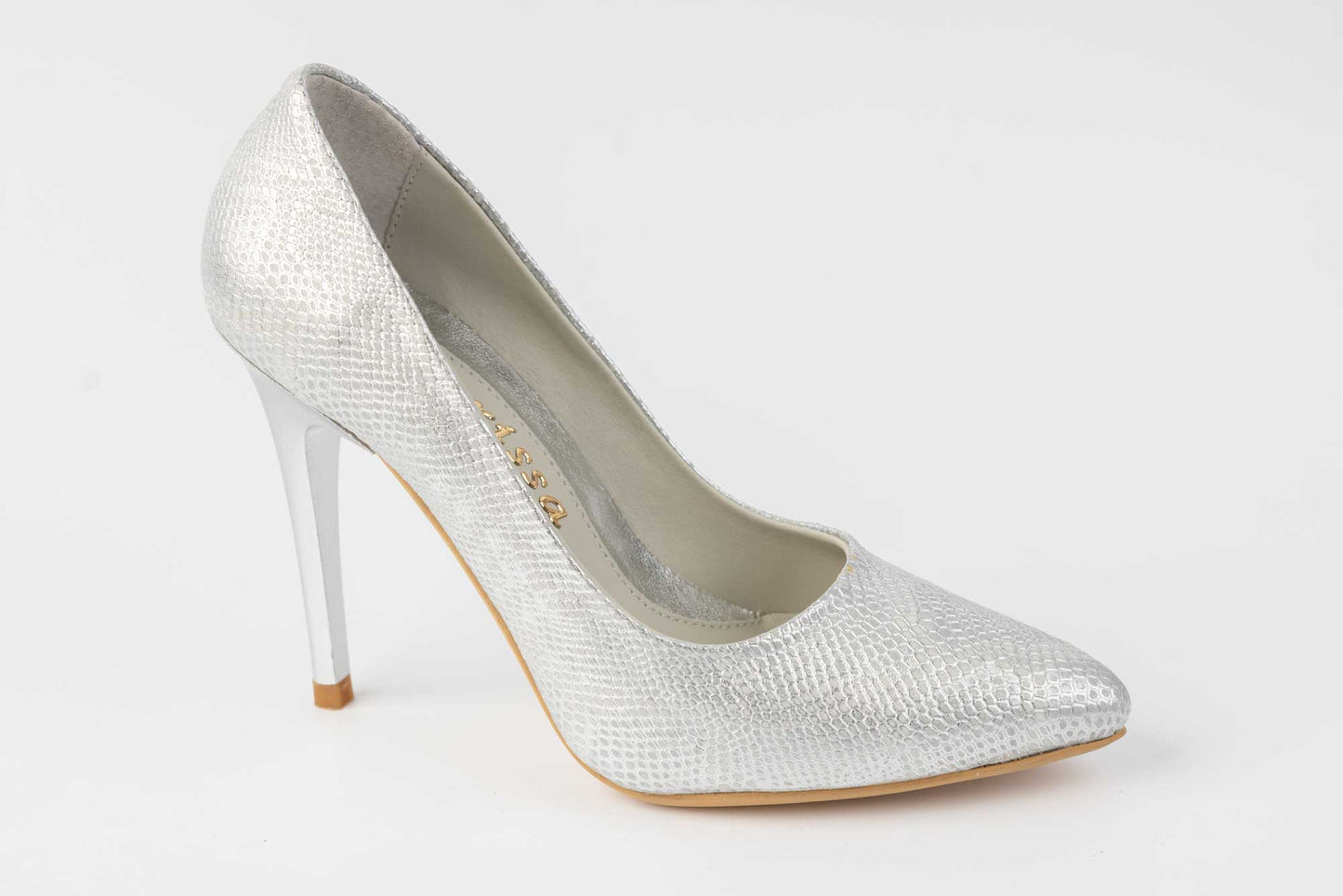 Pantofi dama eleganti piele naturala LARISA Selena Sarpe Argintiu