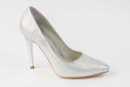 Pantofi dama eleganti piele naturala LARISA Selena Sarpe Argintiu