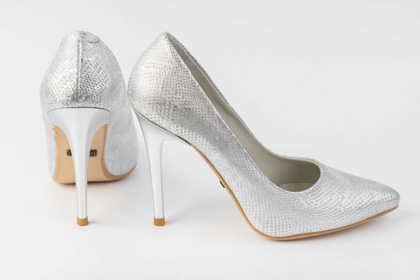 Pantofi dama eleganti piele naturala LARISA Selena Sarpe Argintiu