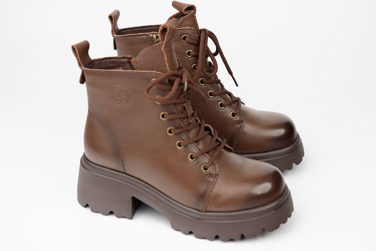 Ghete dama casual piele naturala FRANCO GERARDO 83122 Maro