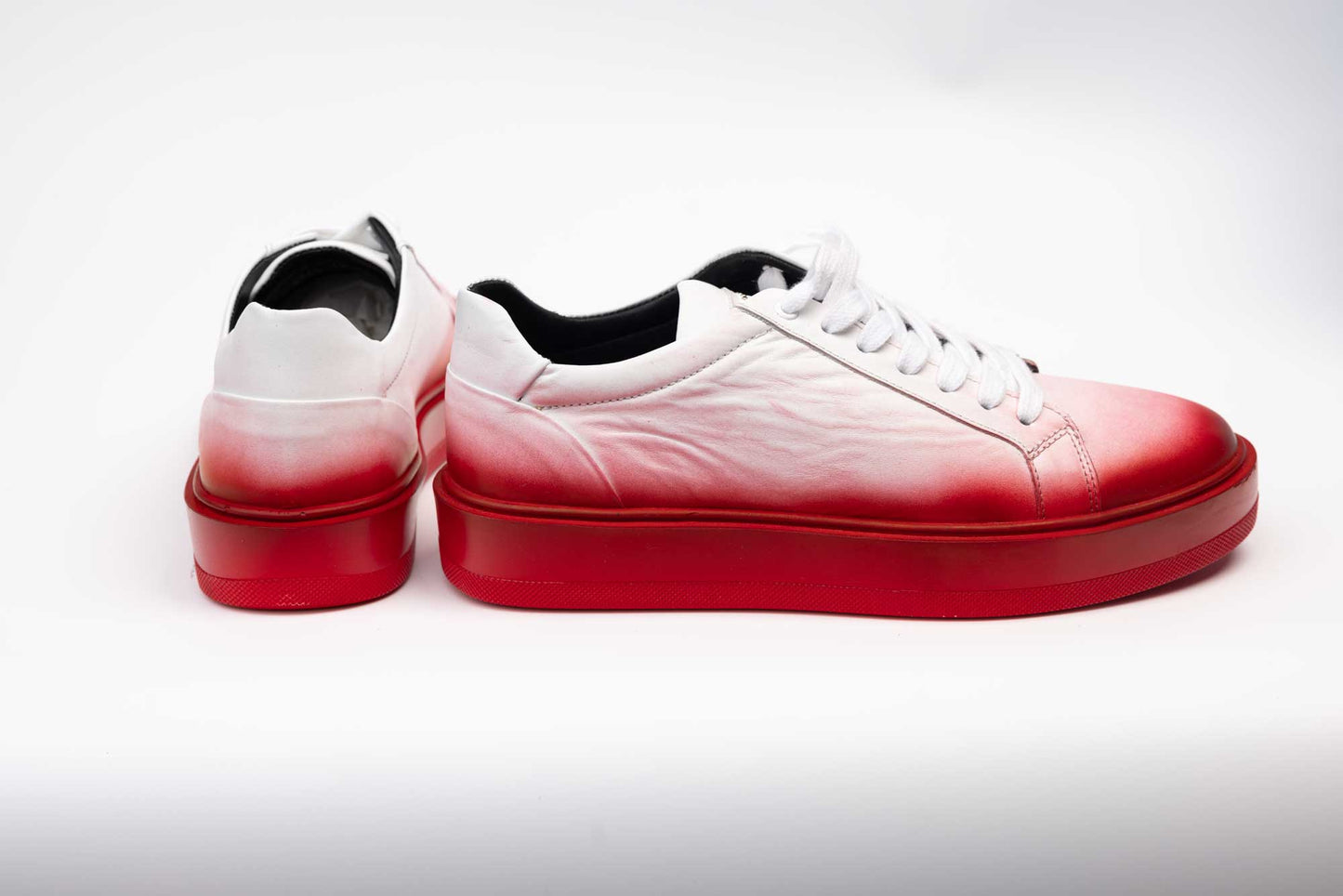 Men's casual genuine leather shoes 9800 White Red