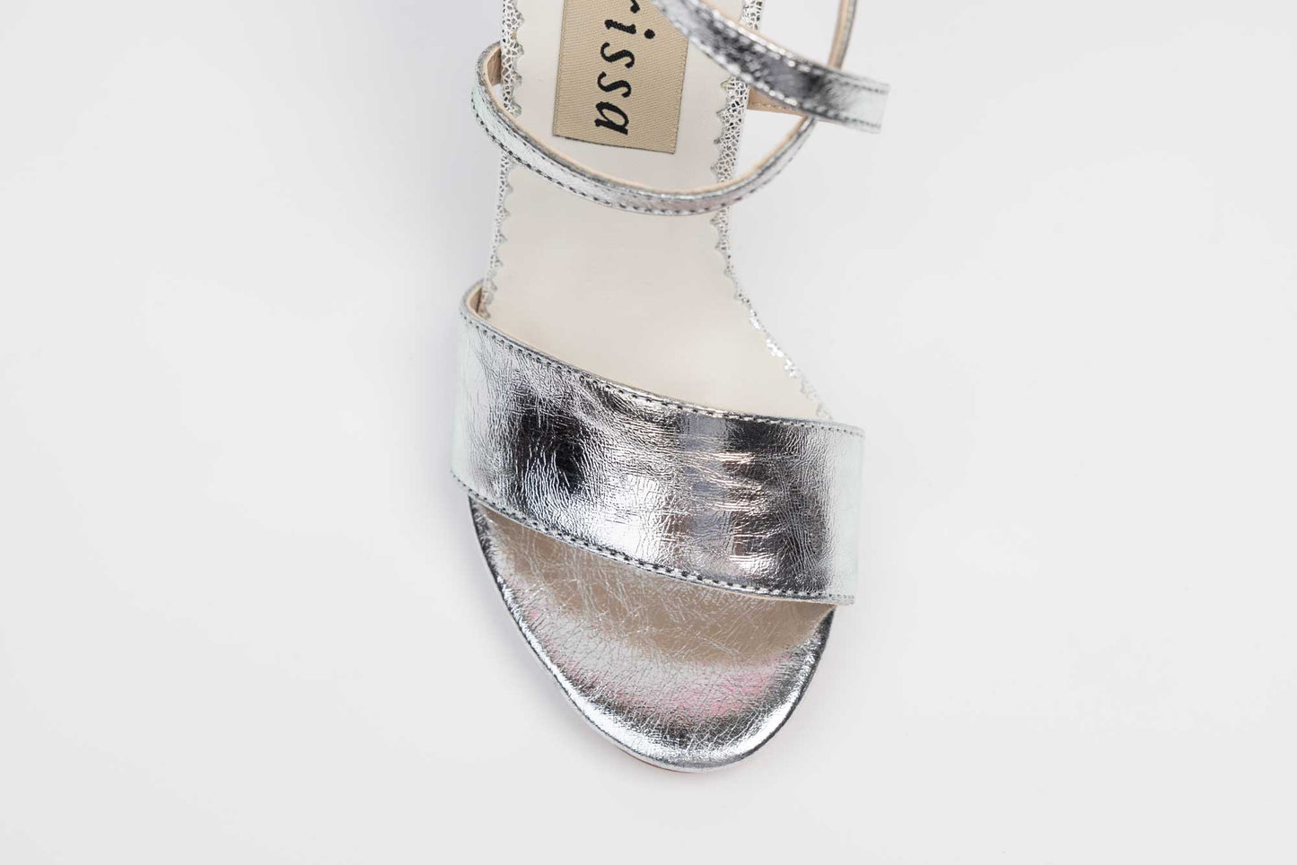 Elegant women's sandals made of genuine leather LARISA 2-41 Crystal silver