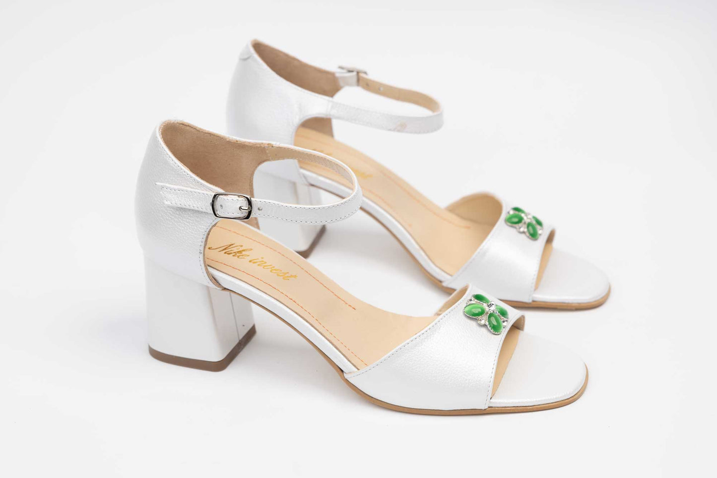 Women's sandals natural leather NIKE 762 White