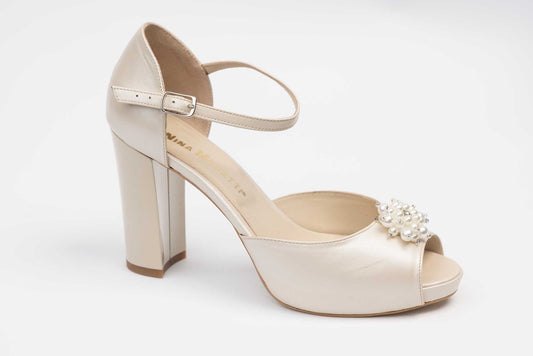 Sandale mireasa piele naturala NINA OCHINNI 304-1 Bej sidef
