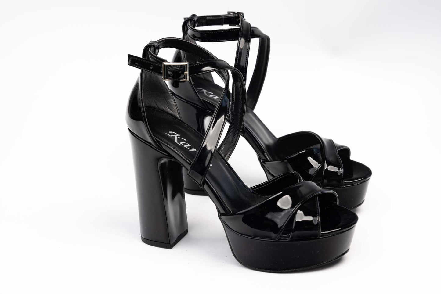 Sandale dama elegante piele ecologica KARIN 7230 X Negru lac