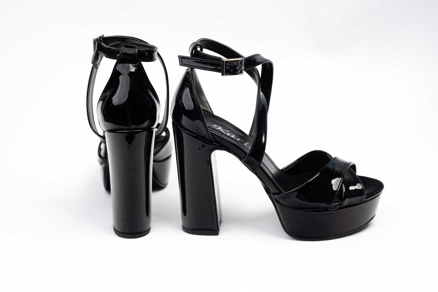 Sandale dama elegante piele ecologica KARIN 7230 X Negru lac