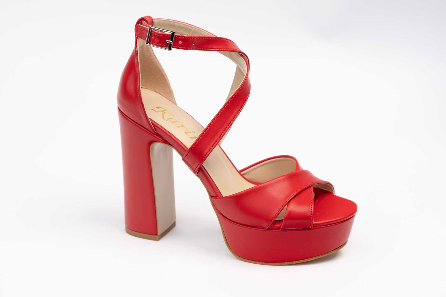 Elegant women's sandals made of eco-leather KARIN 7230 X Box red