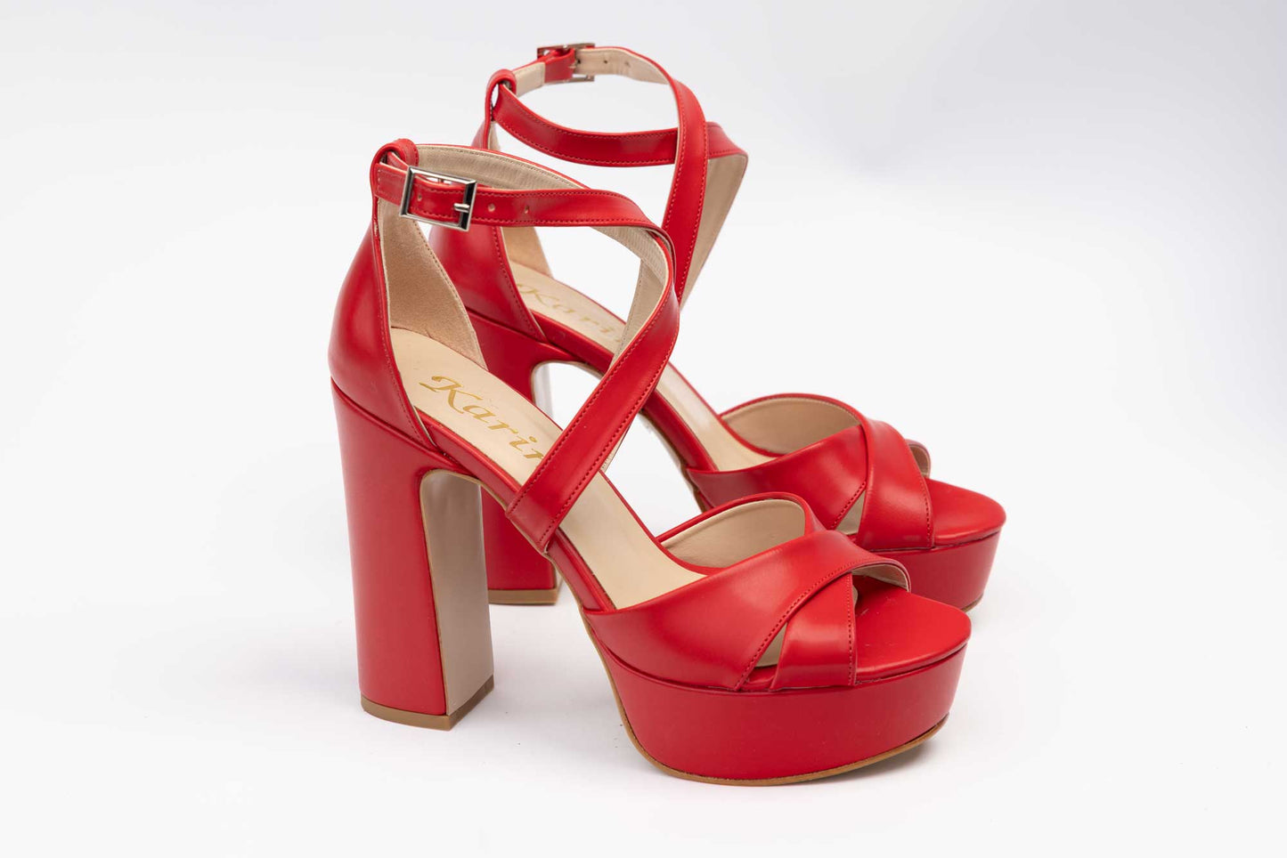 Elegant women's sandals made of eco-leather KARIN 7230 X Box red